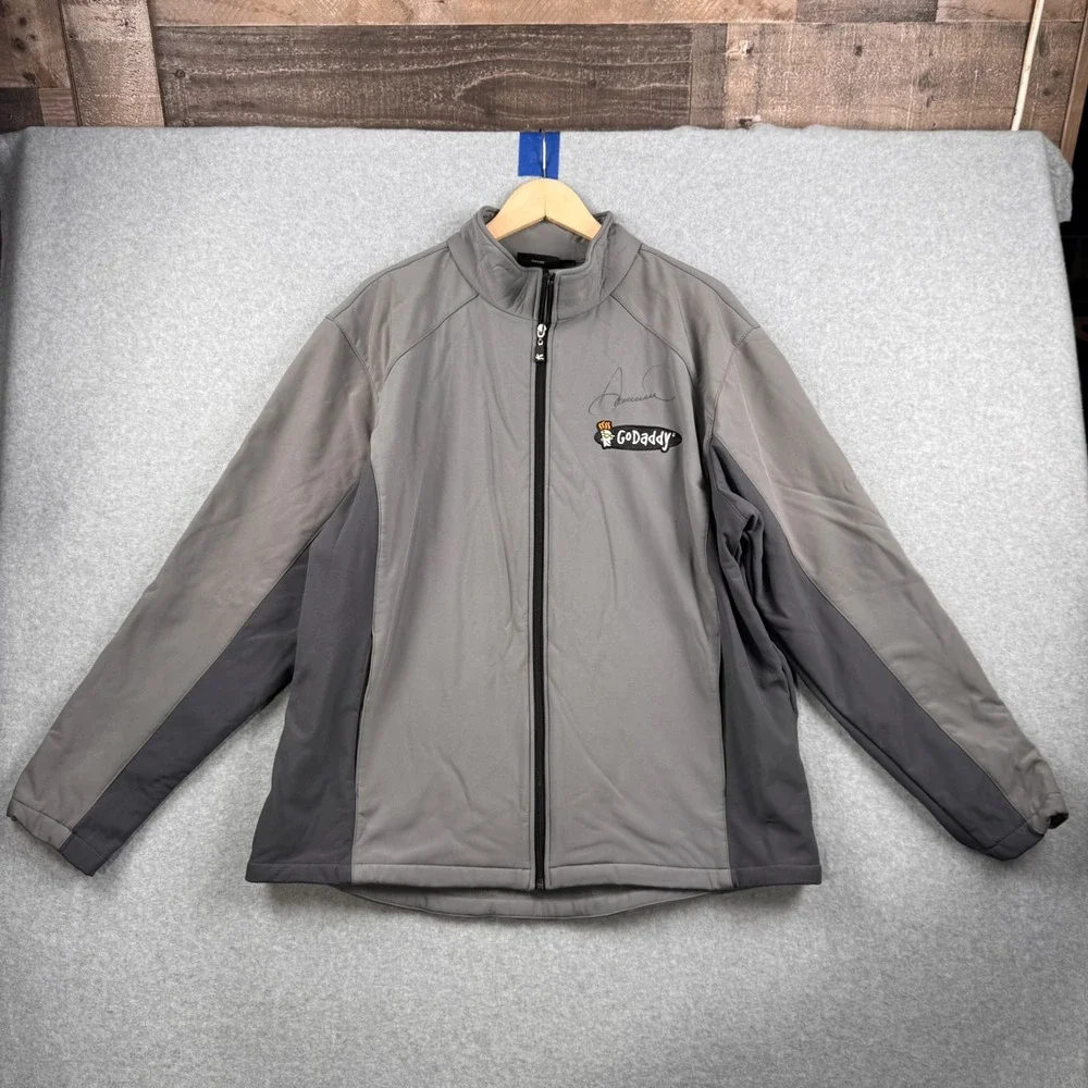 Chase Authentics NASCAR Jacket Mens Large Gray Danica‎ Patrick AUTOGRAPHED
